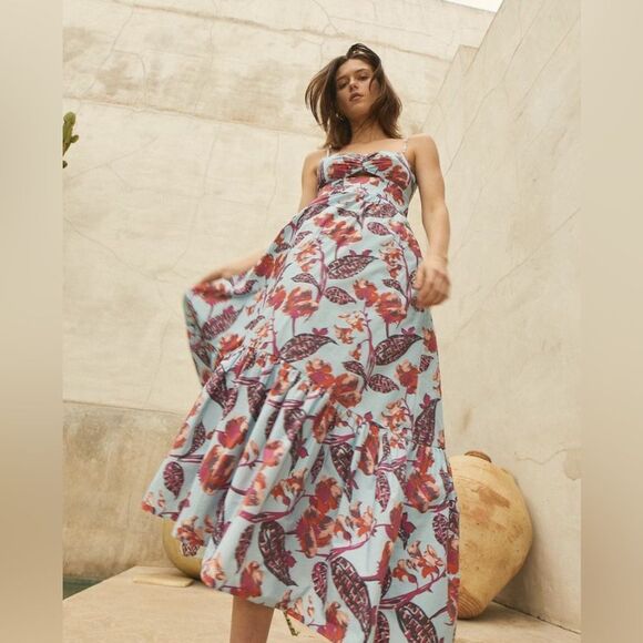 NEW $495 A.L.C. Emilia Printed Midi Dress - Picture 10 of 15